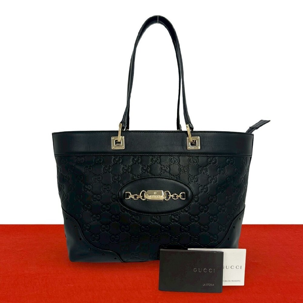 GUCCI GG leather handbag tote bag Boston Black